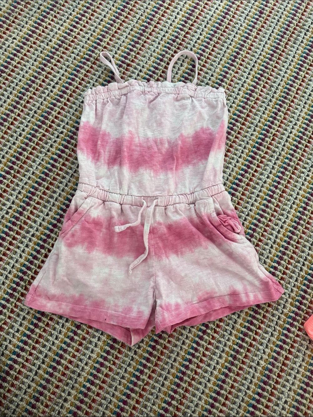 GAP Pink & White Tie-Dye Knit Romper